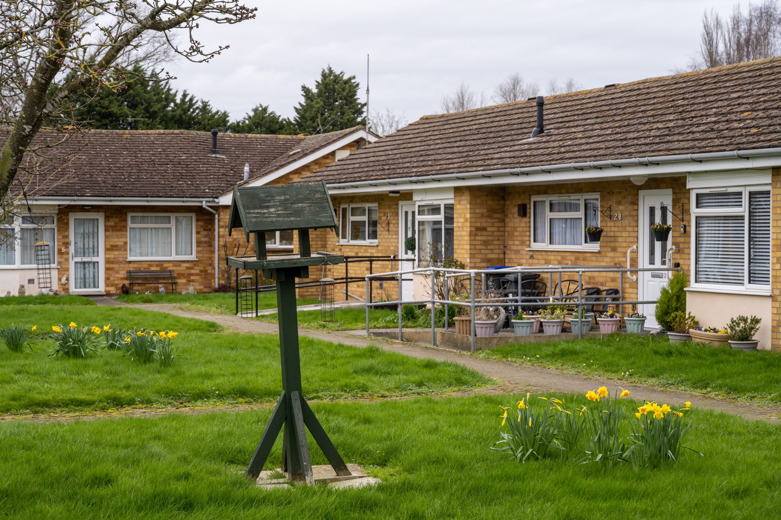 Garden area by bungalows at Meadow Court, Towcester